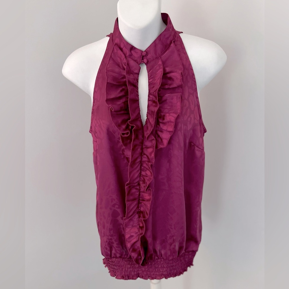 Iz Byer Magenta Sleeveless Animal Print Top